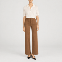 FRAME Le Slim Palazzo Harbor Pocket Jeans in Ledger at Riada Concept. High-rise wide-leg stretch denim with utility front pockets - front styled view