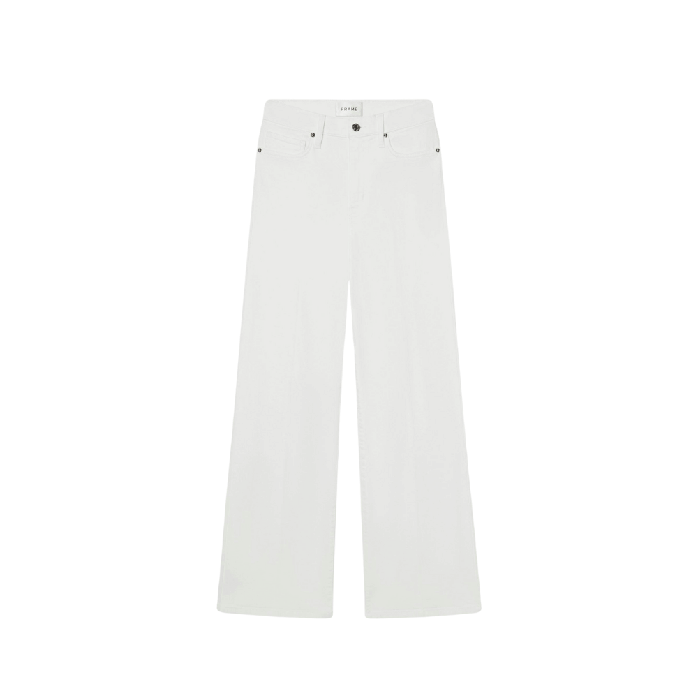 FRAME Le Slim Palazzo High Rise Wide Leg Jeans in White FRAME DENIM Designer fashion shop online and in store High End fashion boutique Sydney Australia Riada Concept