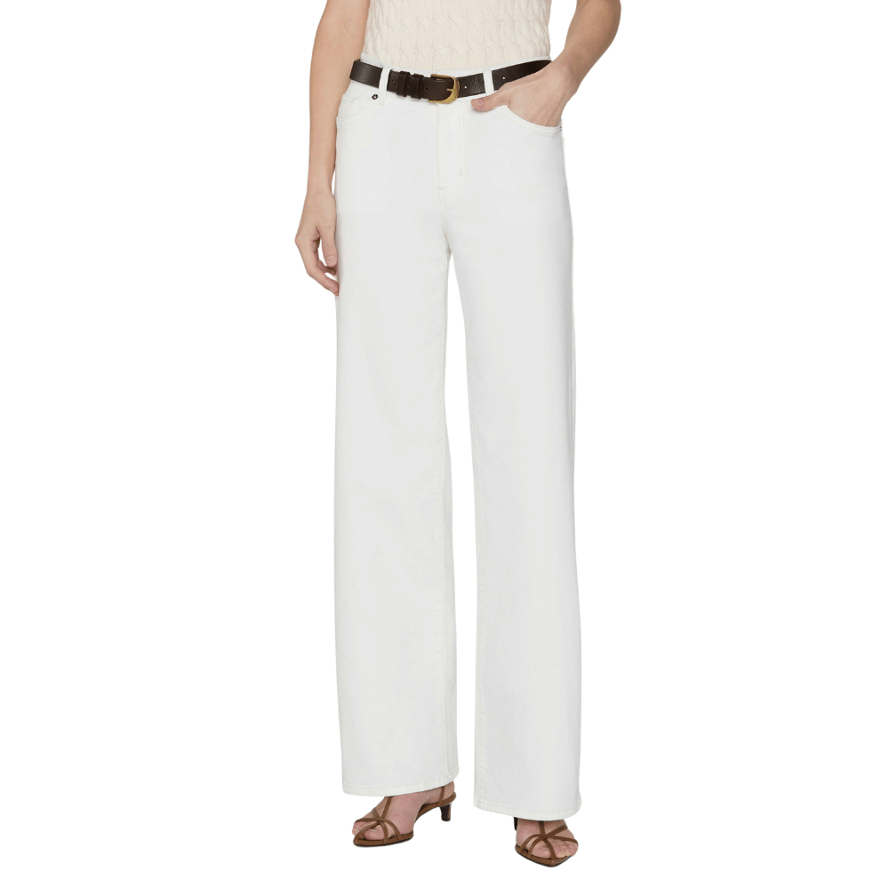 FRAME Le Slim Palazzo High Rise Wide Leg Jeans in White FRAME DENIM Designer fashion shop online and in store High End fashion boutique Sydney Australia Riada Concept
