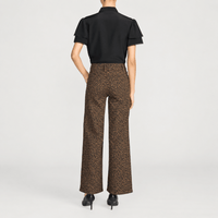 FRAME Le Slim Palazzo Jeans in Leopard at Riada Concept. High-rise wide-leg super-stretch denim in a rich brown animal print - full styled model back
