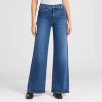 FRAME Le Slim Palazzo Modernist Pocket Jeans in Esteem at Riada Concept. High-rise wide-leg stretch denim with flat patch pockets - front view