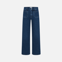 FRAME Le Slim Palazzo Modernist Pocket Jeans in Loner at Riada Concept. High-rise wide-leg stretch denim with flat patch pockets 