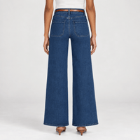 FRAME Le Slim Palazzo Modernist Pocket Jeans in Loner at Riada Concept. High-rise wide-leg stretch denim with flat patch pockets - back view