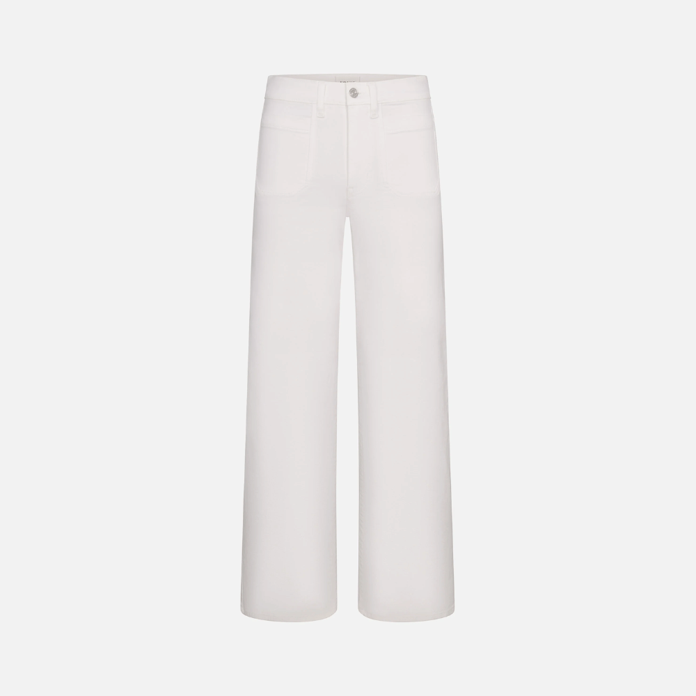 FRAME Le Slim Palazzo Modernist Pocket Jeans in White at Riada Concept. High-rise wide-leg stretch denim with flat patch pockets