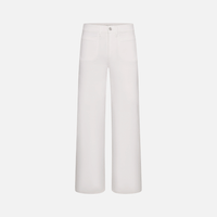 FRAME Le Slim Palazzo Modernist Pocket Jeans in White at Riada Concept. High-rise wide-leg stretch denim with flat patch pockets