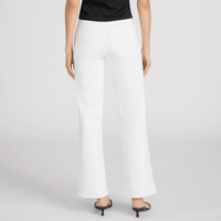 FRAME Le Slim Palazzo Modernist Pocket Jeans in White at Riada Concept. High-rise wide-leg stretch denim with flat patch pockets - back view