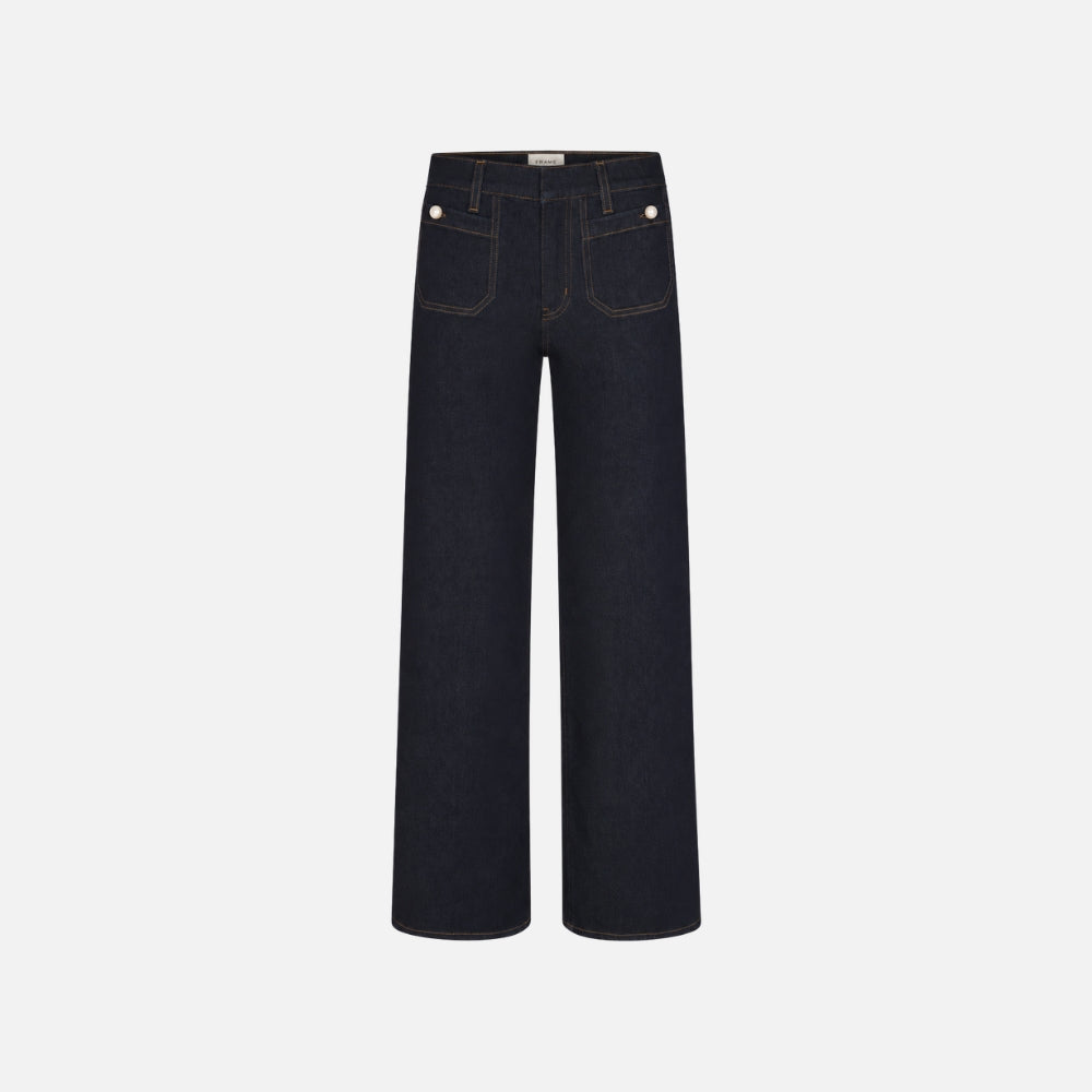 Riada Concept FRAME Le Slim Palazzo Pearl Jeans in Rinse - dark indigo stretch denim with pearl pocket details