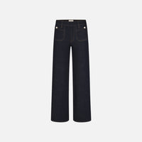 Riada Concept FRAME Le Slim Palazzo Pearl Jeans in Rinse - dark indigo stretch denim with pearl pocket details