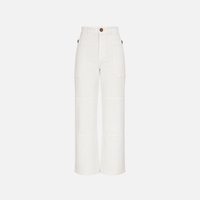 FRAME Oversized Pocket Utility Pant in Blanc at Riada Concept. Soft white comfort-stretch denim with oversized utility pockets