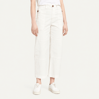 FRAME Oversized Pocket Utility Pant in Blanc at Riada Concept. Soft white comfort-stretch denim with oversized utility pockets - front view
