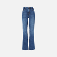 FRAME The Arrow jeans in Rival at Riada Concept. High-rise blue bootcut jeans in comfort-stretch denim with a 33-inch inseam.