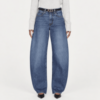 FRAME The Bubble Jeans in Westbury at Riada Concept. High-rise rigid barrel jeans with a curved leg and adjustable rolled cuff - front view