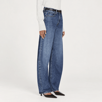 FRAME The Bubble Jeans in Westbury at Riada Concept. High-rise rigid barrel jeans with a curved leg and adjustable rolled cuff - side view