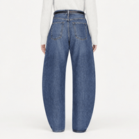 FRAME The Bubble Jeans in Westbury at Riada Concept. High-rise rigid barrel jeans with a curved leg and adjustable rolled cuff - back view