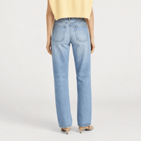 FRAME The Essential Jean in Rapture at Riada Concept. Mid-rise full-length straight jeans in rigid regenerative cotton denim - back view