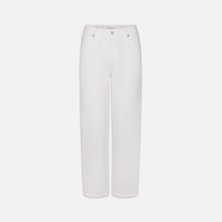 FRAME The Essential Jean in White at Riada Concept. Mid-rise full-length straight jeans in rigid regenerative cotton denim.