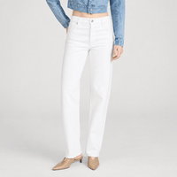 FRAME The Essential Jean in White at Riada Concept. Mid-rise full-length straight jeans in rigid regenerative cotton denim - front view