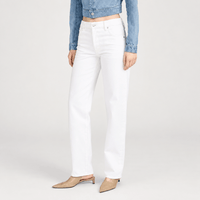 FRAME The Essential Jean in White at Riada Concept. Mid-rise full-length straight jeans in rigid regenerative cotton denim - side view