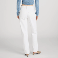 FRAME The Essential Jean in White at Riada Concept. Mid-rise full-length straight jeans in rigid regenerative cotton denim - back view