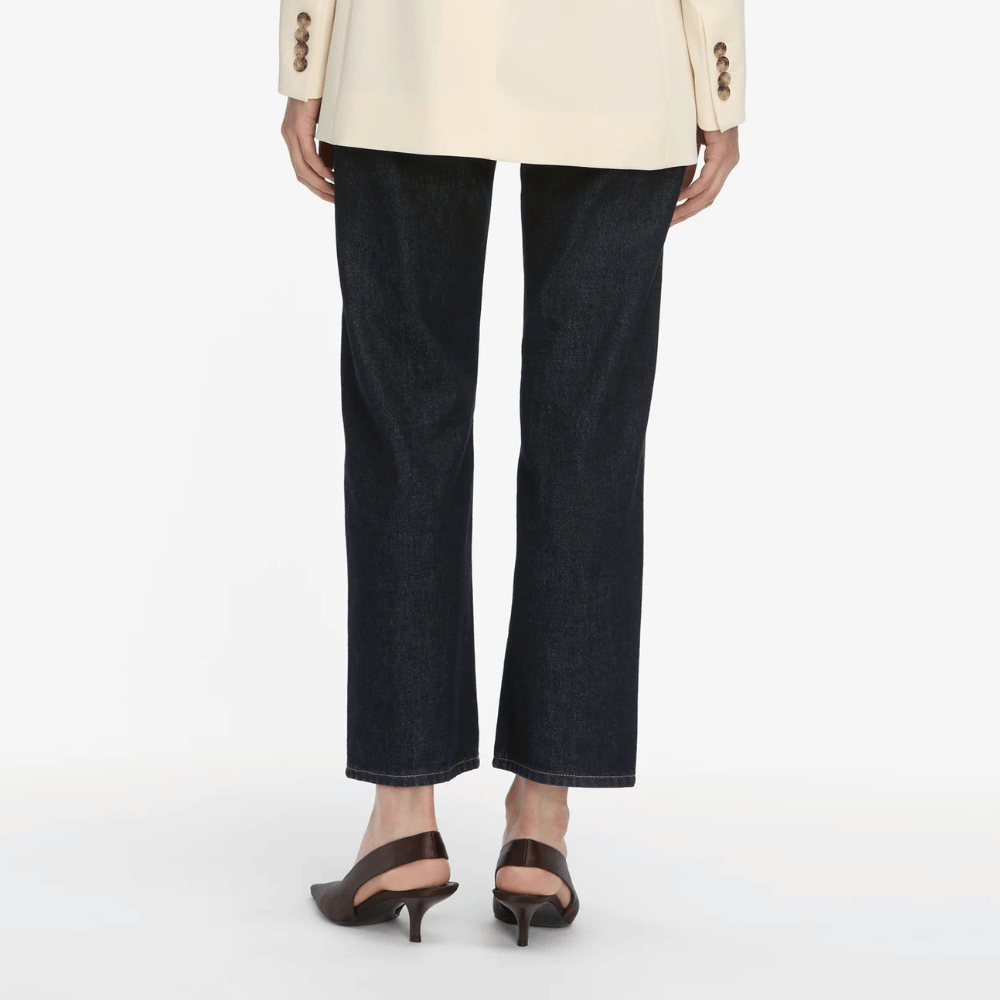 FRAME The Hang Jeans in Rinse at Riada Concept. Mid-rise ankle-length straight jeans in rigid regenerative cotton denim- back view
