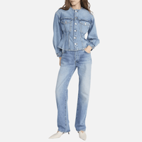 FRAME The Nipped Collarless Denim Jacket in Umbria – International designer fashion boutique Australia Riada Concept Woollahra