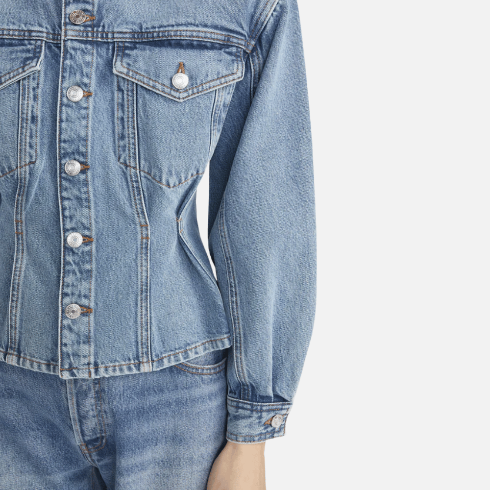 FRAME The Nipped Collarless Denim Jacket in Umbria – International designer fashion boutique Australia Riada Concept Woollahra