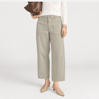 FRAME The Ranger Pant in Thyme at Riada Concept. High-rise cropped utility trousers in stretch cotton twill with patch pockets - front view