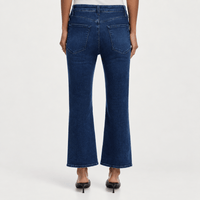 FRAME The Reboot Crop Jeans in Trick dark indigo high-rise cropped bootcut on model - back