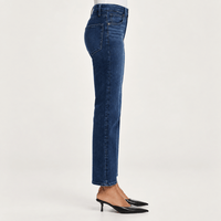 FRAME The Reboot Crop Jeans in Trick dark indigo high-rise cropped bootcut on model - side