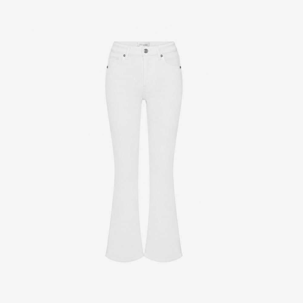 FRAME The Reboot Crop High Rise Bootcut Jeans in White FRAME DENIM Designer fashion shop online and in store High End fashion boutique Sydney Australia Riada Concept
