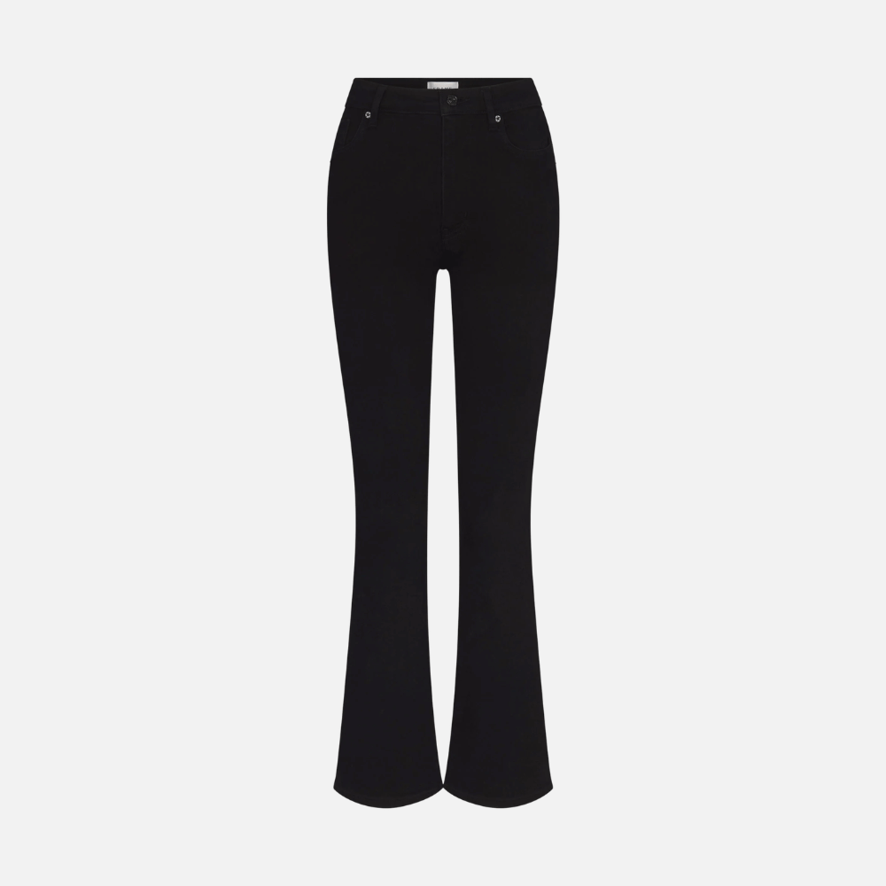 FRAME The Reboot Jeans in Black front ghost shot with full-length bootcut leg