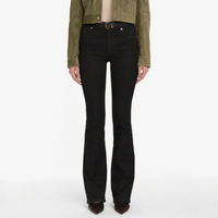 FRAME The Reboot Jeans in Black high-rise full-length bootcut styled on model - front