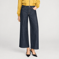 FRAME The Swing Jeans in Rinse at Riada Concept. High-rise cropped wide-leg jeans in rigid dark-indigo regenerative cotton - front view