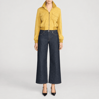 FRAME The Swing Jeans in Rinse at Riada Concept. High-rise cropped wide-leg jeans in rigid dark-indigo regenerative cotton - full styled model view