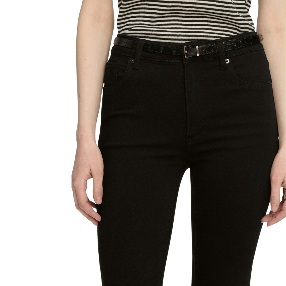 FRAME The Reboot Crop High Rise Bootcut Jeans in Black FRAME DENIM Designer fashion shop online and in store High End fashion boutique Sydney Australia Riada Concept