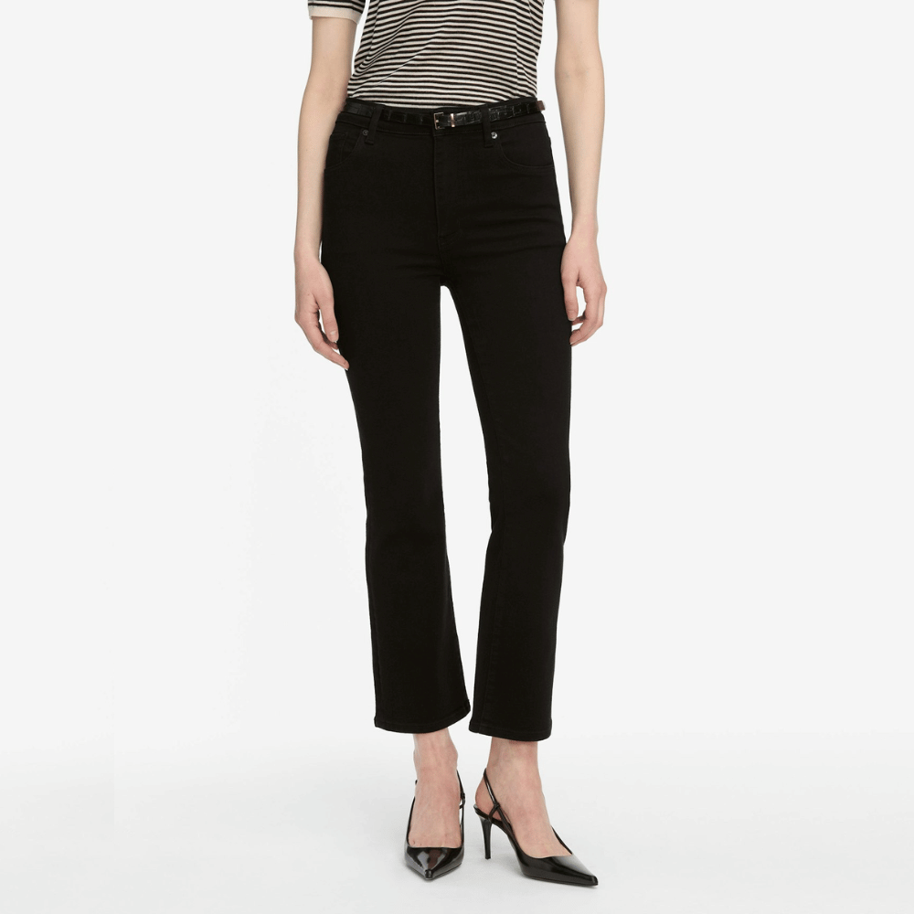 FRAME The Reboot Crop High Rise Bootcut Jeans in Black FRAME DENIM Designer fashion shop online and in store High End fashion boutique Sydney Australia Riada Concept