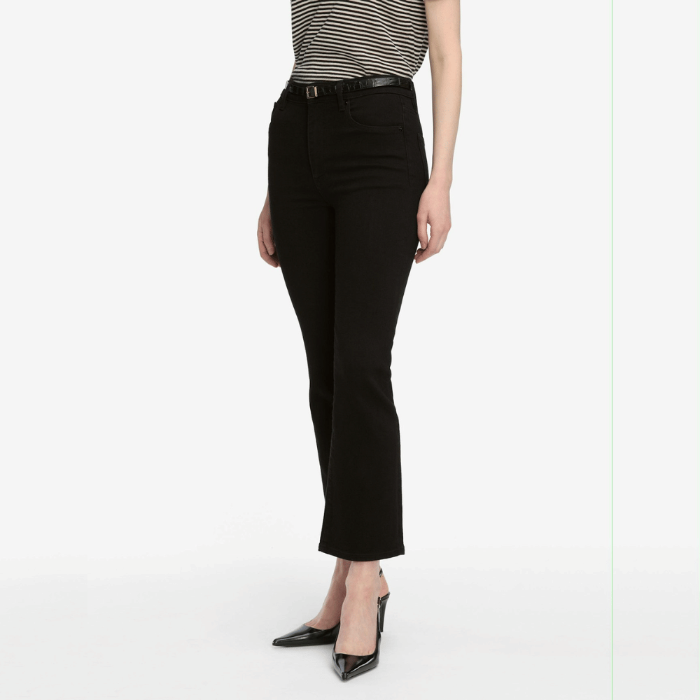 FRAME The Reboot Crop High Rise Bootcut Jeans in Black FRAME DENIM Designer fashion shop online and in store High End fashion boutique Sydney Australia Riada Concept