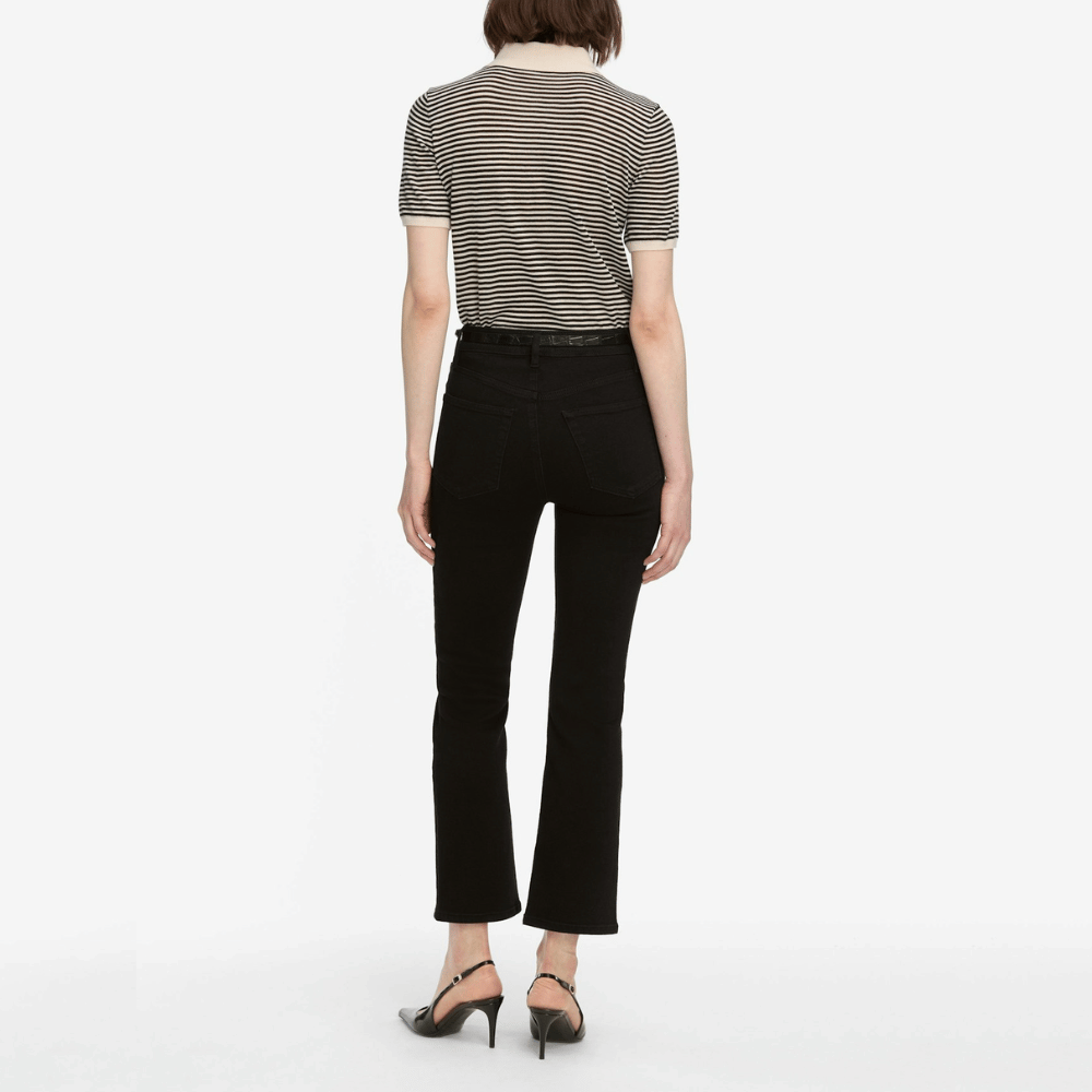 FRAME The Reboot Crop High Rise Bootcut Jeans in Black FRAME DENIM Designer fashion shop online and in store High End fashion boutique Sydney Australia Riada Concept