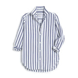 Frank Button Up in Double Navy Stripe
