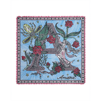 Faliero Sarti Amore Oversized Square Cotton Silk Scarf in Blue – International designer fashion boutique Australia Riada Concept Woollahra