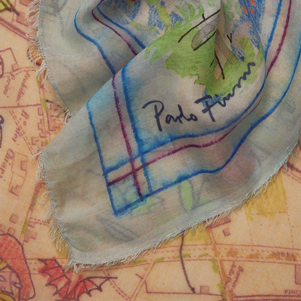 Faliero Sarti Florence Map Modal Silk Stole in Multicolour – International designer fashion boutique Australia Riada Concept Woollahra