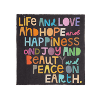 Faliero Sarti HAPPINESS Black Modal Cashmere Scarf with Multicolour Lettering