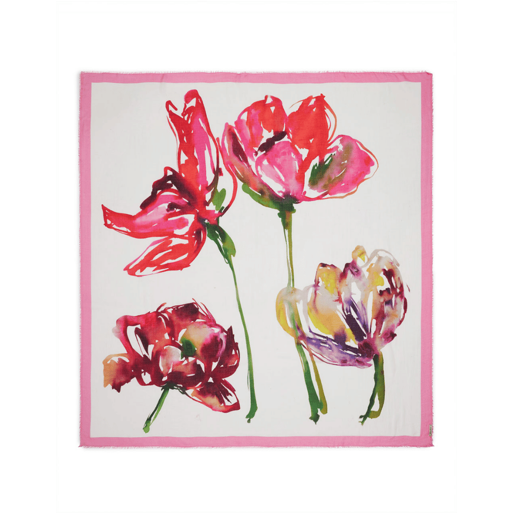 Faliero Sarti Helena Floral Modal Silk Stole in Pink – International designer fashion boutique Australia Riada Concept Woollahra