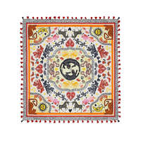 Faliero Sarti Life Oversized Square Cotton Silk Scarf with Pom-Pom Trim – International designer fashion boutique Australia Riada Concept Woollahra