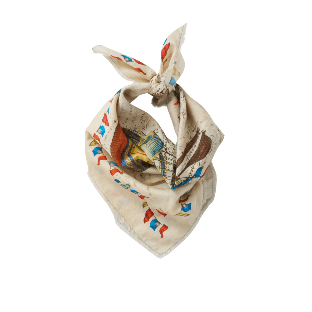 Faliero Sarti Little Balloon Small Square Cotton Scarf in Ivory – International designer fashion boutique Australia Riada Concept Woollahra