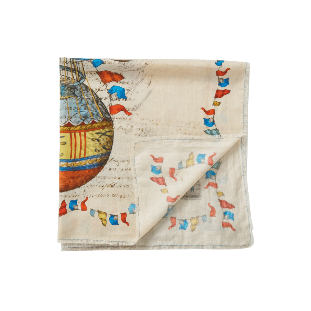 Faliero Sarti Little Balloon Small Square Cotton Scarf in Ivory – International designer fashion boutique Australia Riada Concept Woollahra