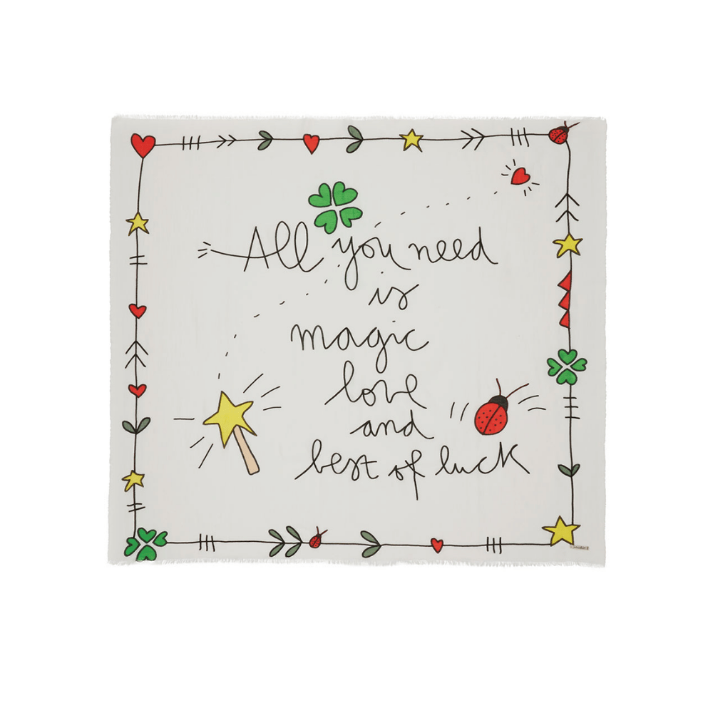 Faliero Sarti Magic Oversized Square Cotton Silk Scarf in White – International designer fashion boutique Australia Riada Concept Woollahra