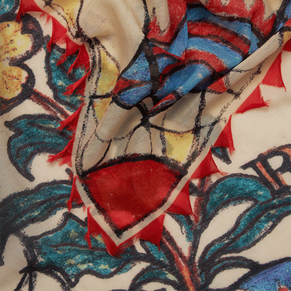 Faliero Sarti Mara Oversized Square Cotton Silk Scarf in Orange – International designer fashion boutique Australia Riada Concept Woollahra