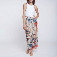 Faliero Sarti Mara Oversized Square Cotton Silk Scarf in Orange – International designer fashion boutique Australia Riada Concept Woollahra