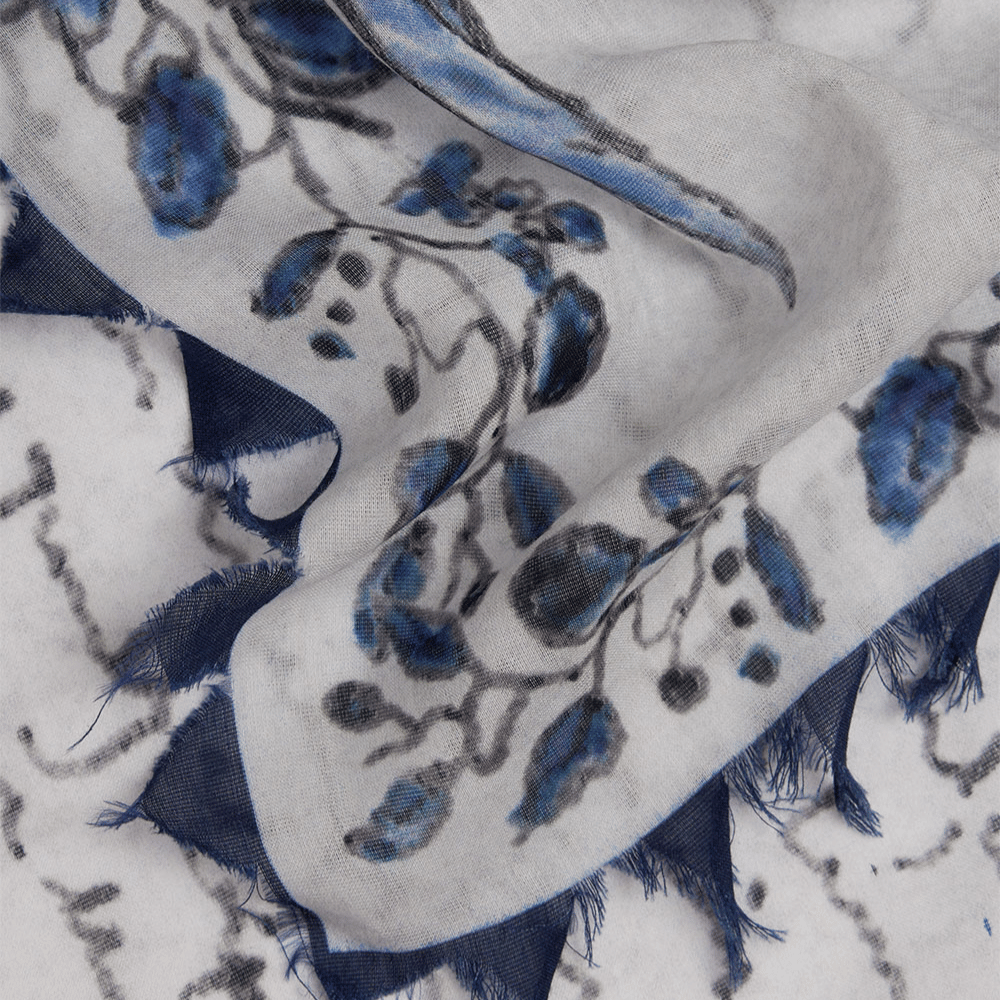 Faliero Sarti Marcy Oversized Square Cotton Silk Scarf in Blue – International designer fashion boutique Australia Riada Concept Woollahra
